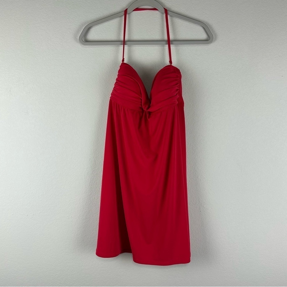 La Blanca by Rod Beattie Red Halter Swim Swimsuit Top Size Medium